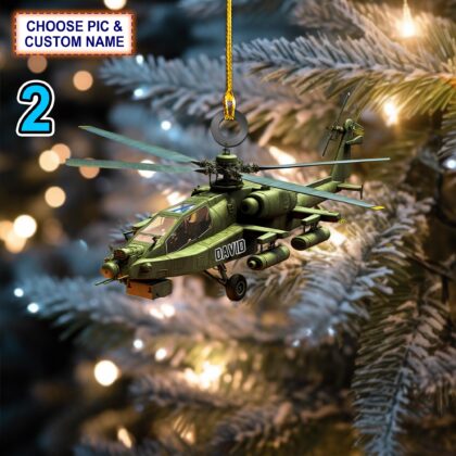 Alternative view of Custom Name Veteran Helicopter Christmas Ornament – Christmas Tree Hanging Decor