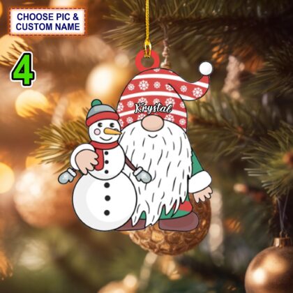 Custom Name Xmas Gnome Christmas Ornament – Christmas Tree Hanging Decor - Image 4