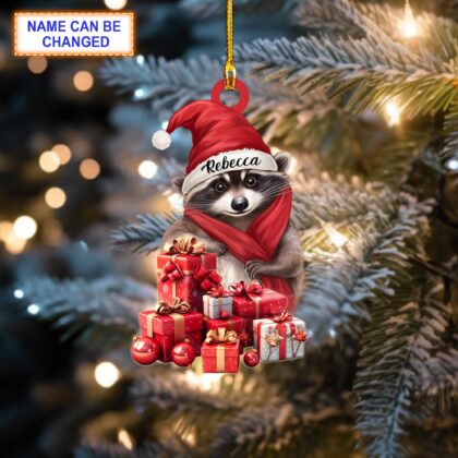 Custom Name Raccoon Christmas Ornament – Christmas Tree Hanging Decor