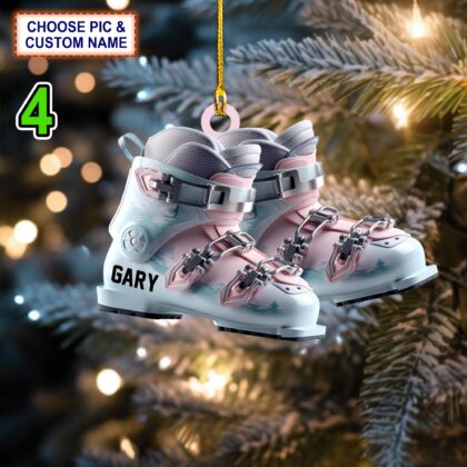 Custom Name Ski Boots Christmas Ornament – Christmas Tree Hanging Decor - Image 4