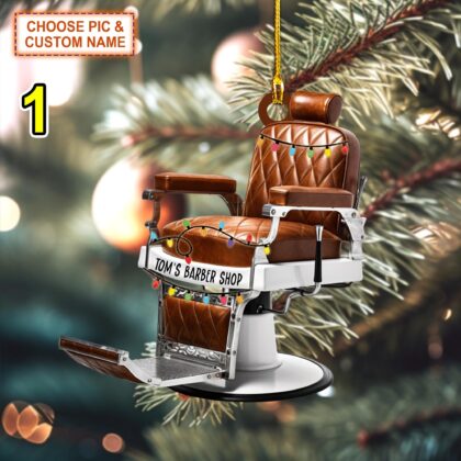 Custom Name Barber Chair Christmas Ornament – Christmas Tree Hanging Decor