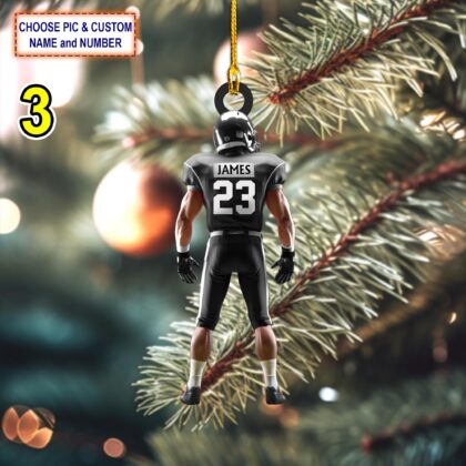 Custom Name And Number American Football Christmas Ornament - Image 3