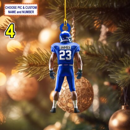 Custom Name And Number American Football Christmas Ornament - Image 4
