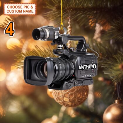 Custom Name Camera Christmas Ornament – Christmas Tree Hanging Decor - Image 4