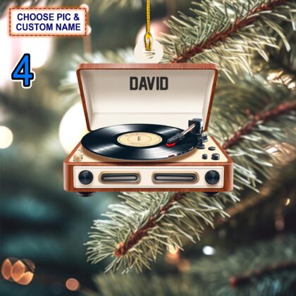 Custom Name Vinyl Record Player Christmas Ornament – Christmas Tree Hanging Decor - Image 4