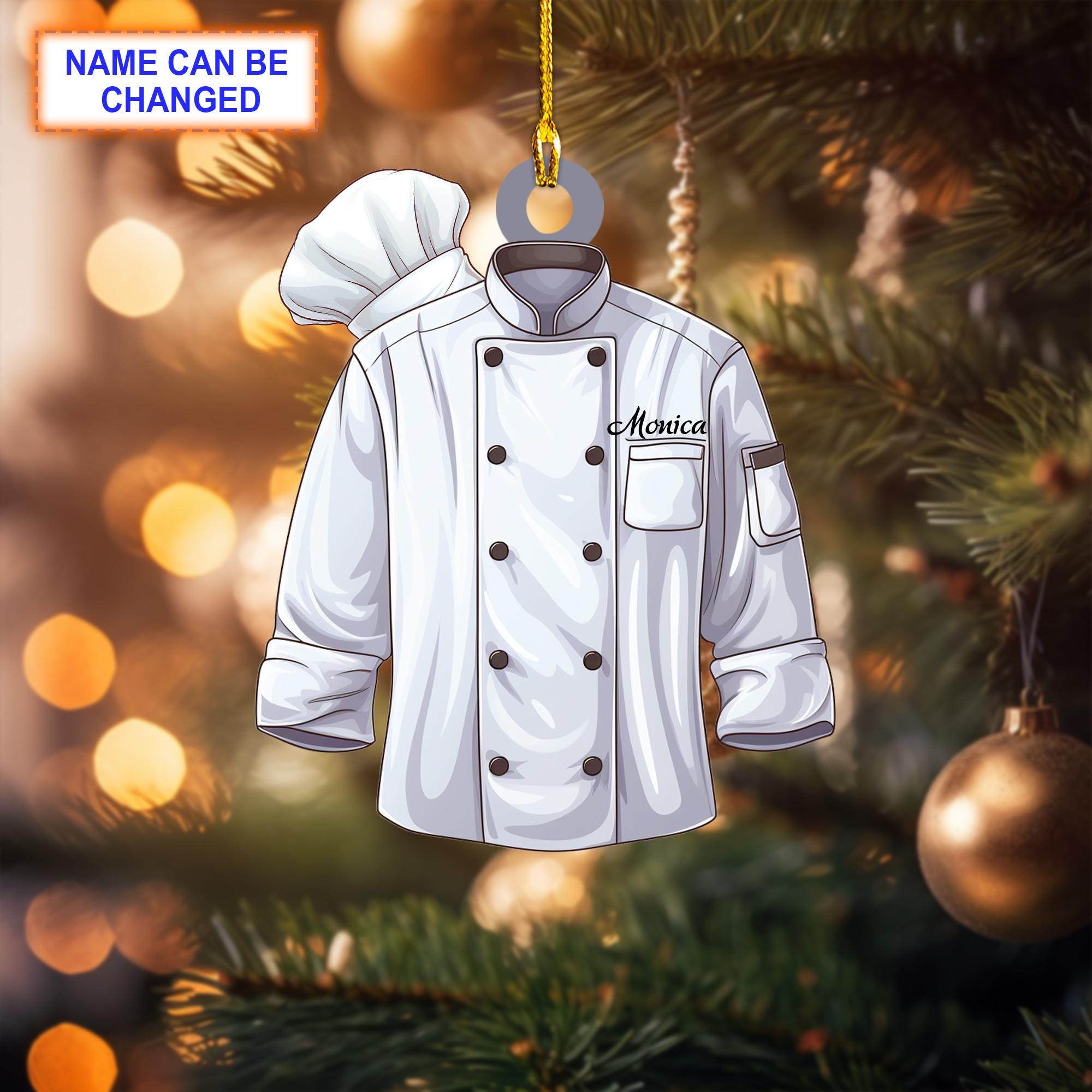 Custom Name Chef White Uniform Personalized Ornament – Christmas Tree Hanging Decor