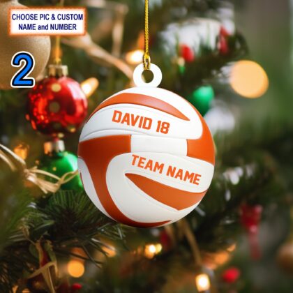 Custom Name Volleyball Christmas Ornament – Christmas Tree Hanging Decor - Image 2