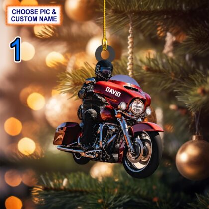 Custom Name Biker Street Glide Motorcycle Personalized Christmas Ornament