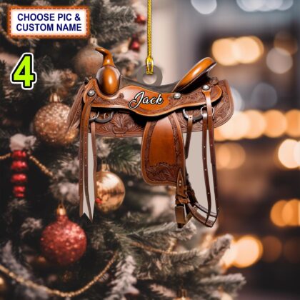 Custom Name Horse Saddle Personalized Christmas Ornament - Image 4