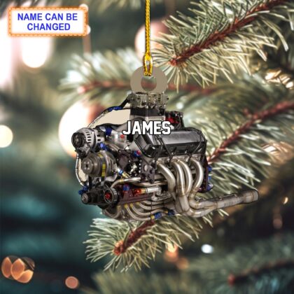 Custom Name Racing Car Engine Personalized Ornament – Christmas Tree Hanging Decor