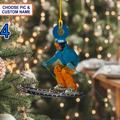 Custom Name Skier Personalized Ornament – Christmas Tree Hanging Decor - Image 4