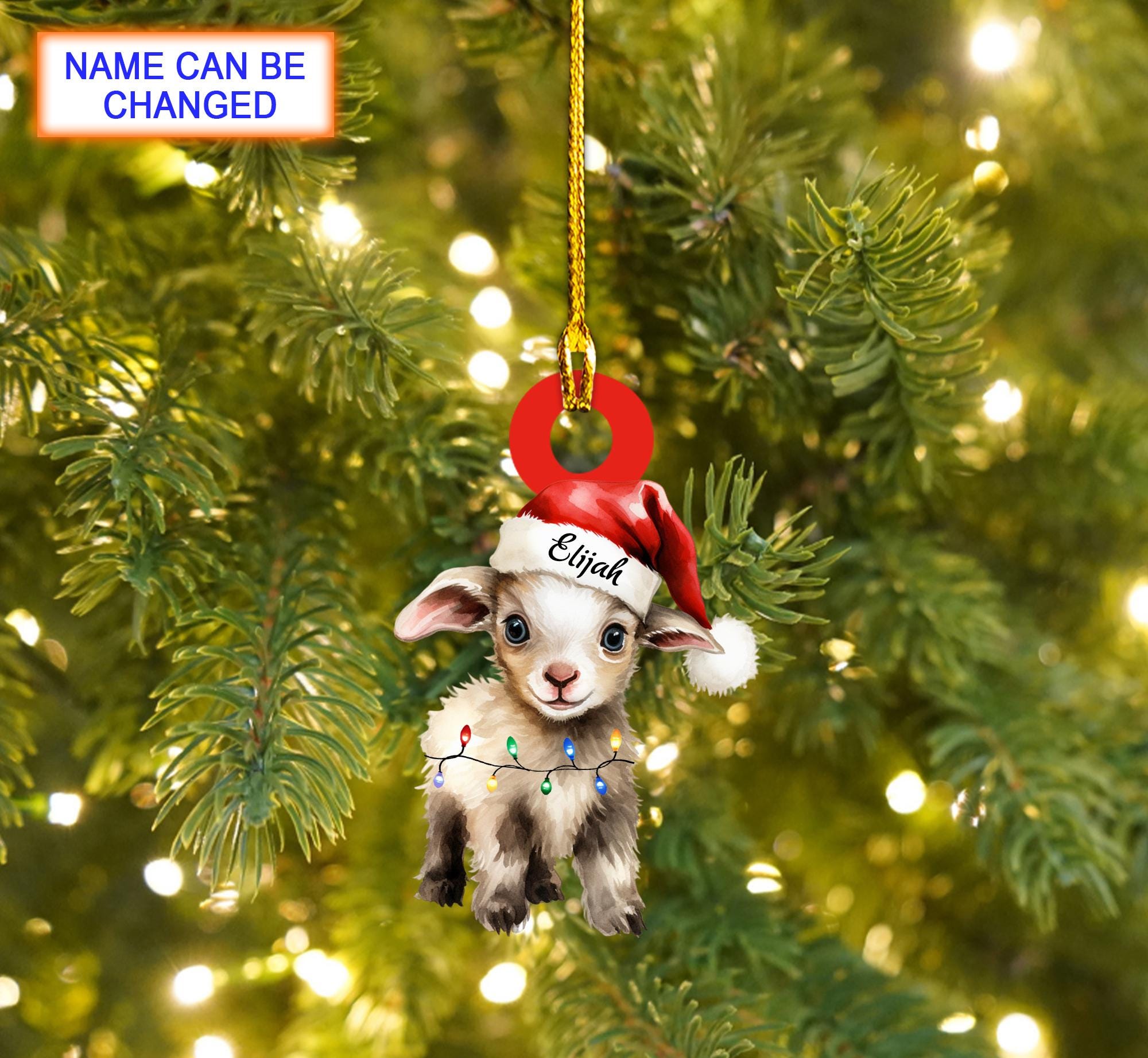 Custom Name Cute Goat Xmas Personalized Ornament – Christmas Tree Hanging Decor