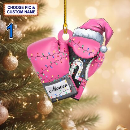 Custom Name Boxing Gloves 1 Personalized Ornament – Christmas Tree Hanging Decor