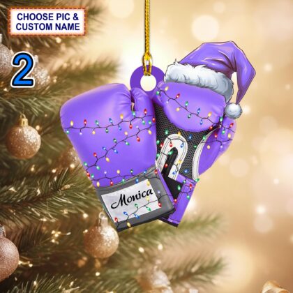 Alternative view of Custom Name Boxing Gloves 1 Personalized Ornament – Christmas Tree Hanging Decor