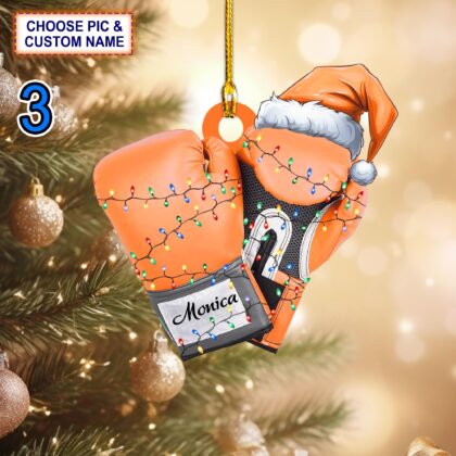 Custom Name Boxing Gloves 1 Personalized Ornament – Christmas Tree Hanging Decor - Image 3