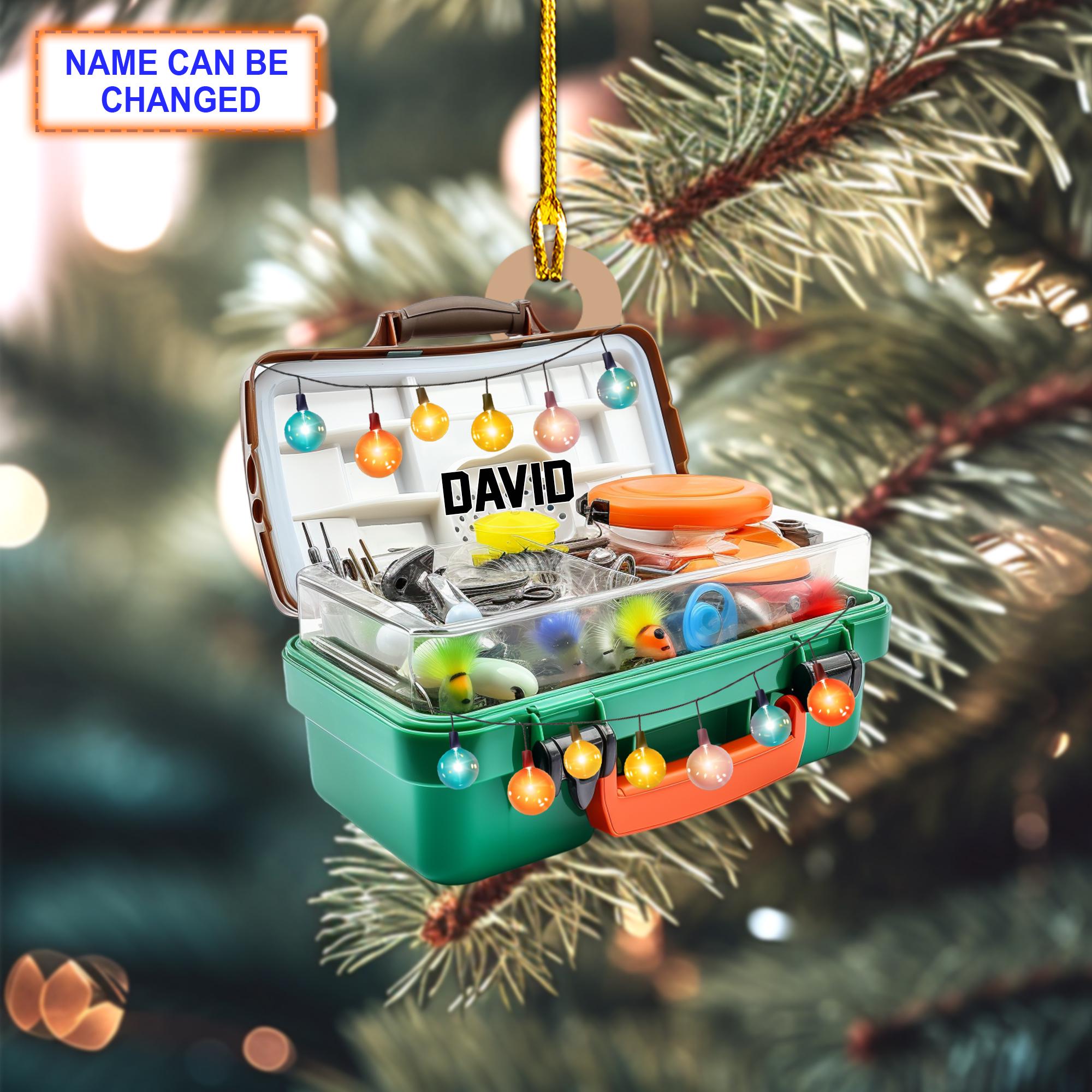 Custom Name Fishing Tackle Box Personalized Christmas Ornament