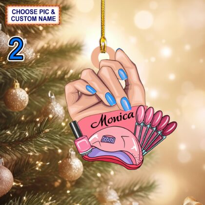 Alternative view of Custom Name Nail Technician Manicurist Christmas Ornament