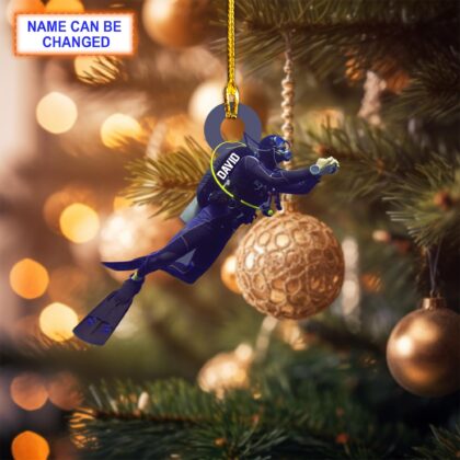 Custom Name Scuba Diver Christmas Ornament – Christmas Tree Hanging Decor