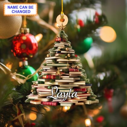 Custom Name Christmas Book Tree Personalized Ornament – Tree Hanging Decor