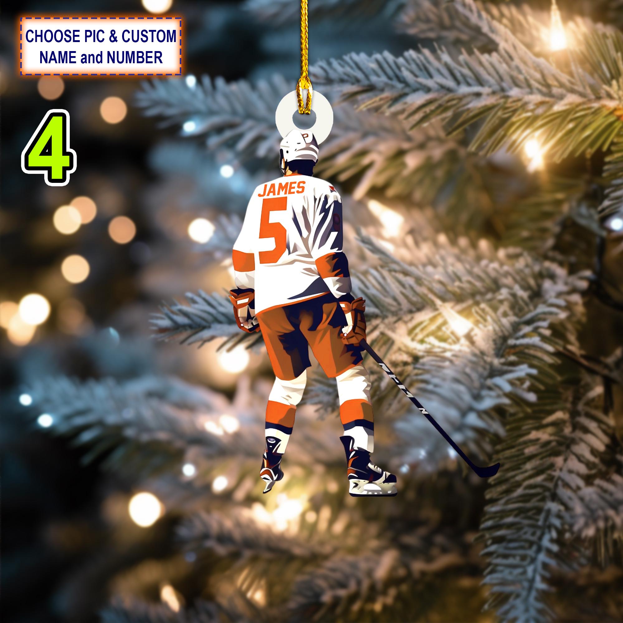 Custom Name And Number Ice Hockey Player Personalized Ornament - Image 4