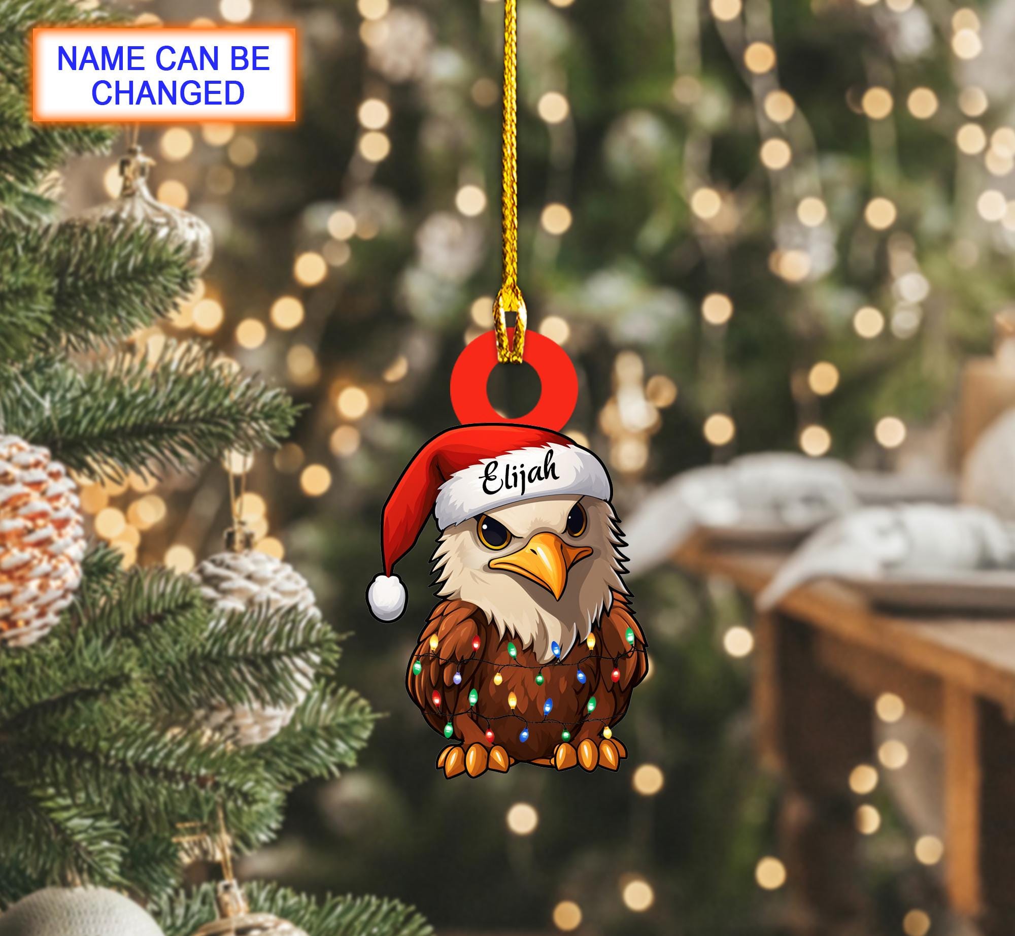 Custom Name Bald Eagle Xmas Personalized Ornament – Christmas Tree Hanging Decor