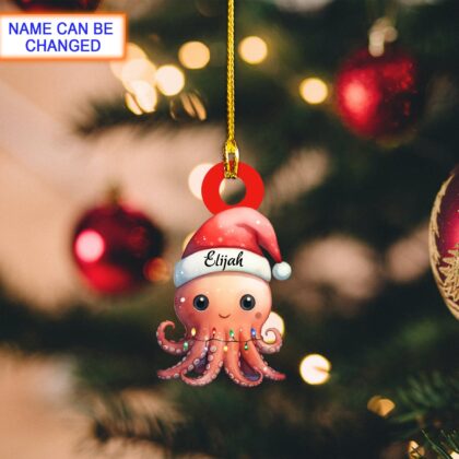 Custom Name Octopus Xmas Personalized Ornament – Christmas Tree Hanging Decor