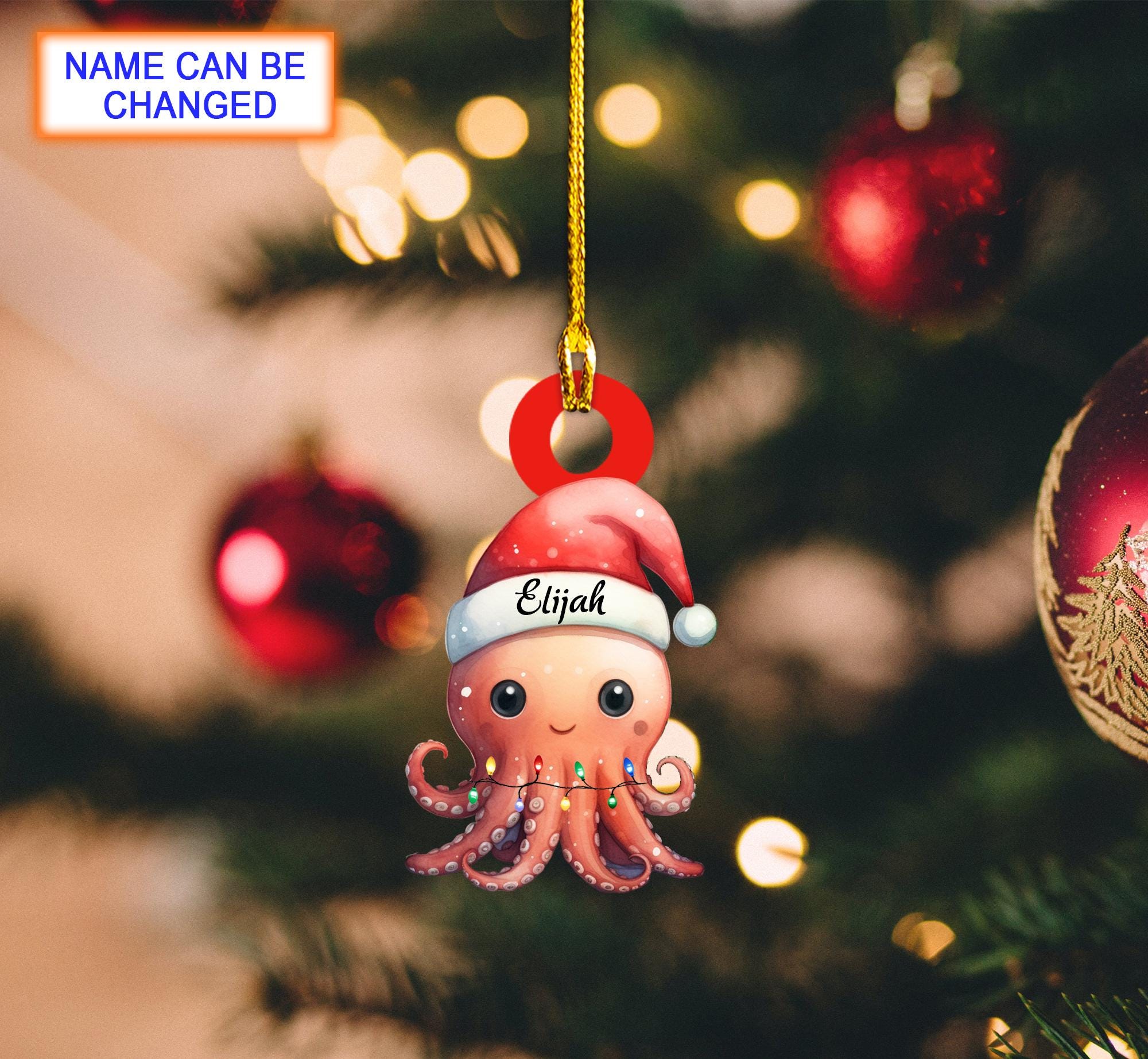 Custom Name Octopus Xmas Personalized Ornament – Christmas Tree Hanging Decor