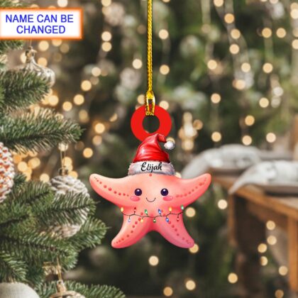 Custom Name Starfish Personalized Ornament – Christmas Tree Hanging Decor