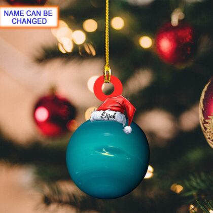 Custom Name Uranus With Santa Hat Personalized Ornament