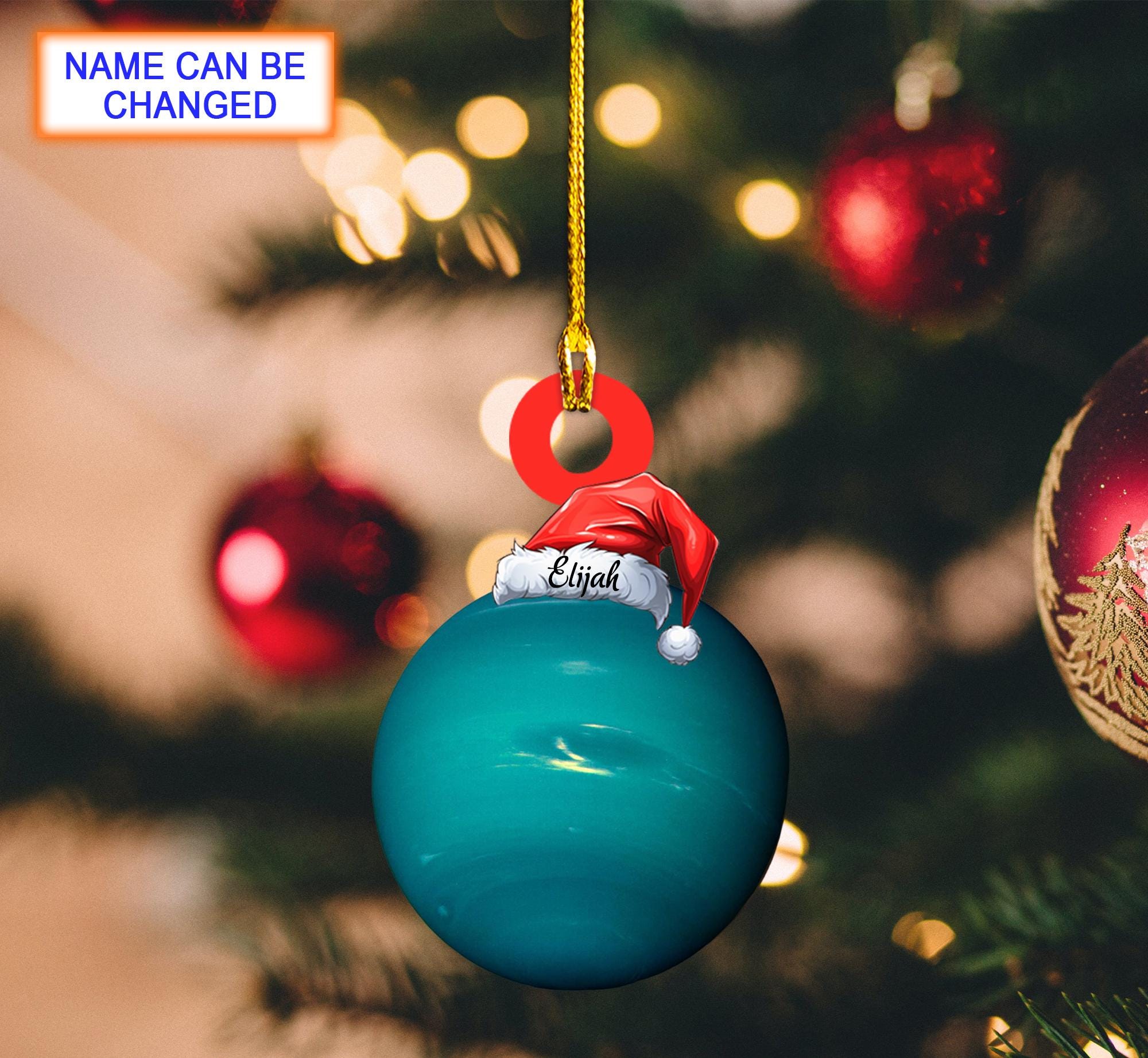 Custom Name Uranus With Santa Hat Personalized Ornament