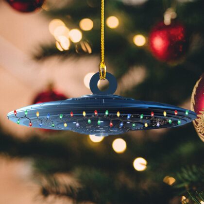 UFO With Led Light Personalized Ornament – Tree Hanging Decor