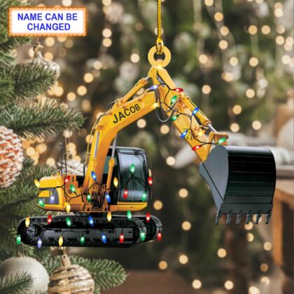 Custom Name Excavator Led Light V1 Christmas Ornament Vehicle