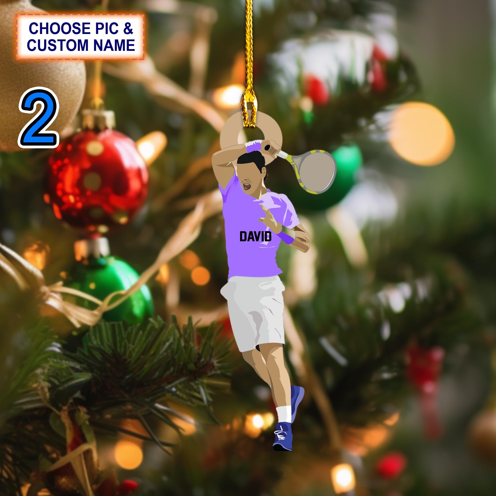 Custom Name Tennis Player Christmas Ornament – Christmas Tree Hanging Decor - Image 2
