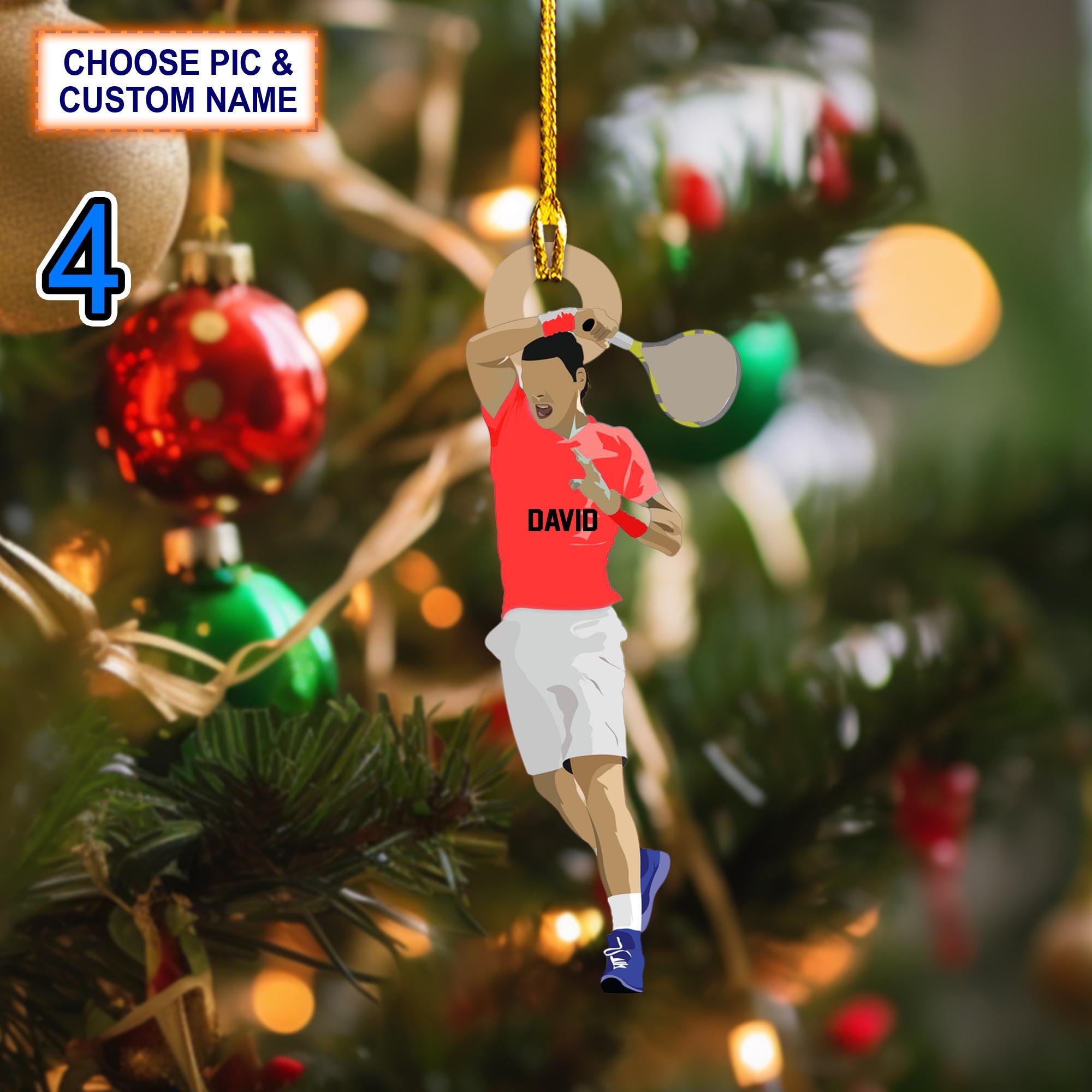 Custom Name Tennis Player Christmas Ornament – Christmas Tree Hanging Decor - Image 4