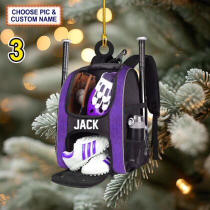 Custom Name Softball Equipment Personalized Ornament – Christmas Tree Hanging Decor - Image 3