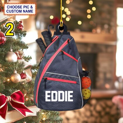 Alternative view of Custom Name Pickleball Equipment Personalized Ornament – Christmas Tree Hanging Decor