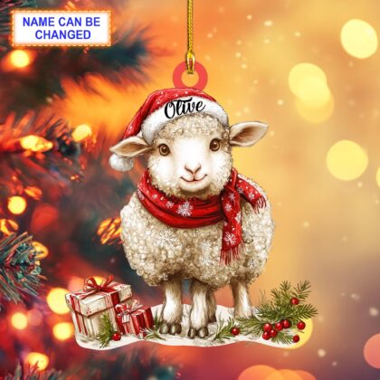 Custom Name Cute Sheep Christmas Personalized Ornament – Christmas Tree Hanging Decor