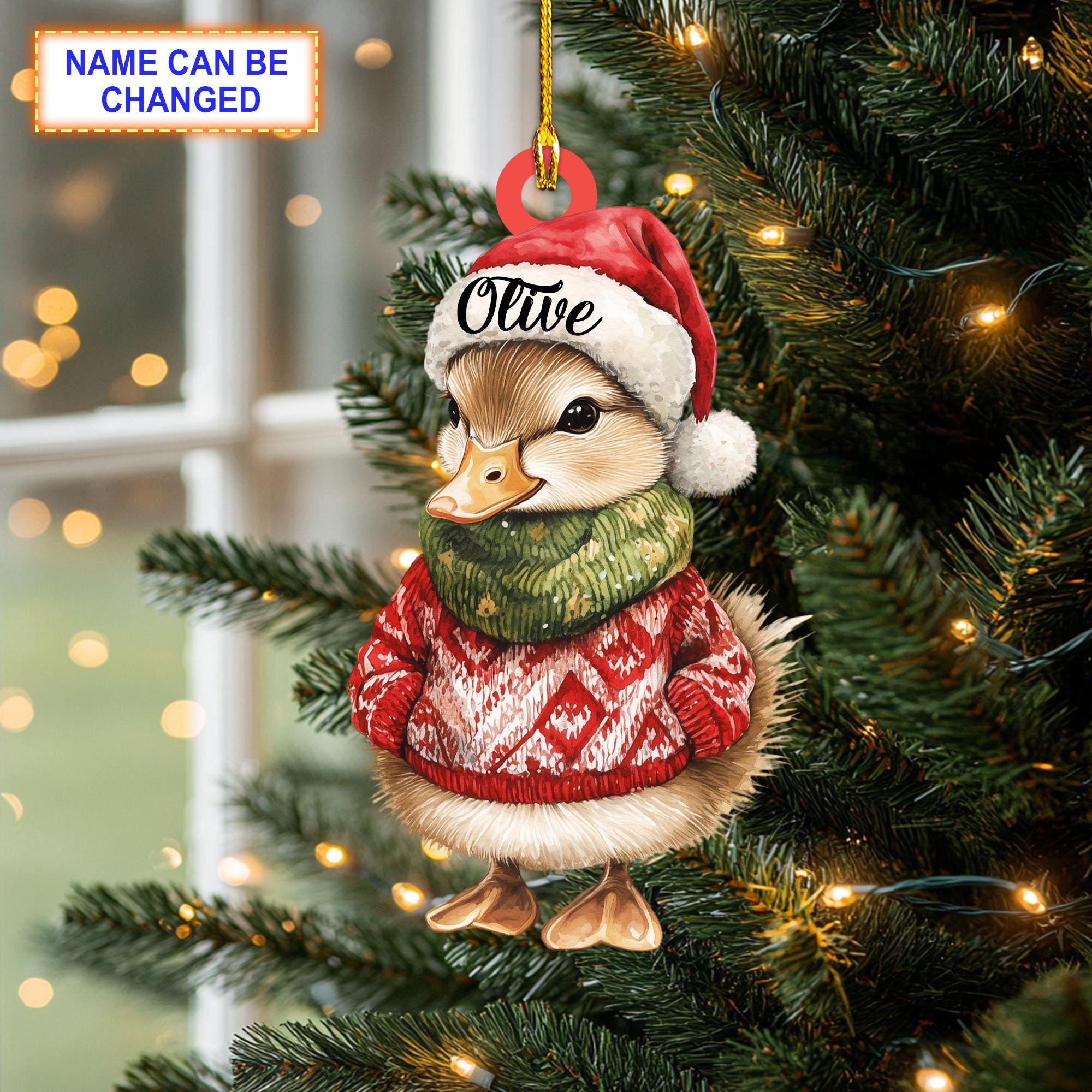 Custom Name Cute Duckling Christmas Personalized Ornament