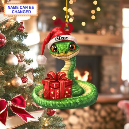 Custom Name Cute Snake Christmas Personalized Ornament – Christmas Tree Hanging Decor