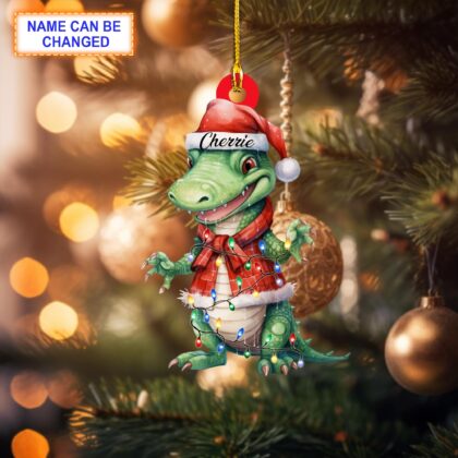 Custom Name Cute Alligator Crocodile Personalized Ornament