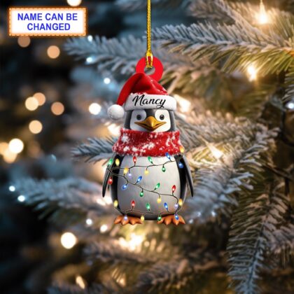 Custom Name Cute Penguin Personalized Ornament – Christmas Tree Hanging Decor