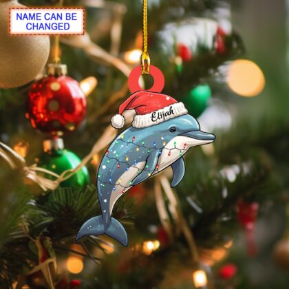Custom Name Cute Dolphin Xmas Personalized Ornament – Christmas Tree Hanging Decor
