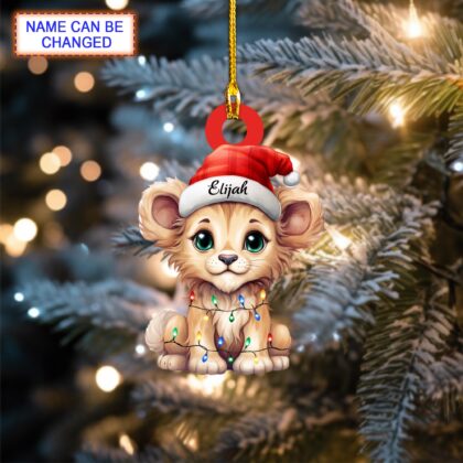 Custom Name Cute Lion Xmas Personalized Ornament – Christmas Tree Hanging Decor