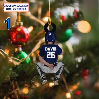 Custom Name And Number Softball Christmas Ornament – Christmas Tree Hanging Decor