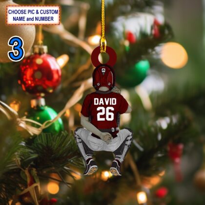 Custom Name And Number Softball Christmas Ornament – Christmas Tree Hanging Decor - Image 3