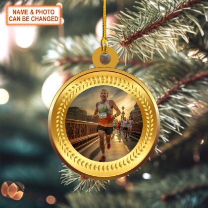 Custom Name Marathon Medal Personalized Ornament – Christmas Tree Hanging Decor