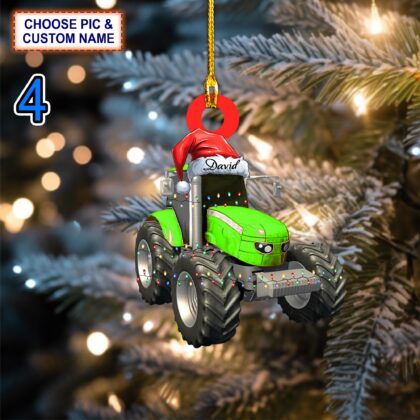 Custom Name Tractor V2 Custom Christmas Tree Hanging Decor - Image 4