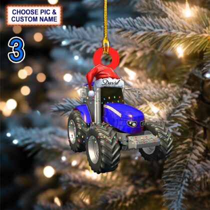 Custom Name Tractor V2 Custom Christmas Tree Hanging Decor - Image 3