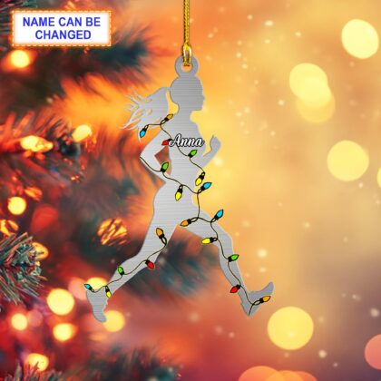 Custom Name Runner Girl Personalized Ornament – Christmas Tree Hanging Decor