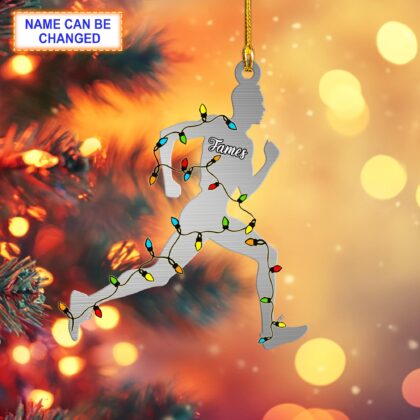Custom Name Runner Man Personalized Ornament – Christmas Tree Hanging Decor